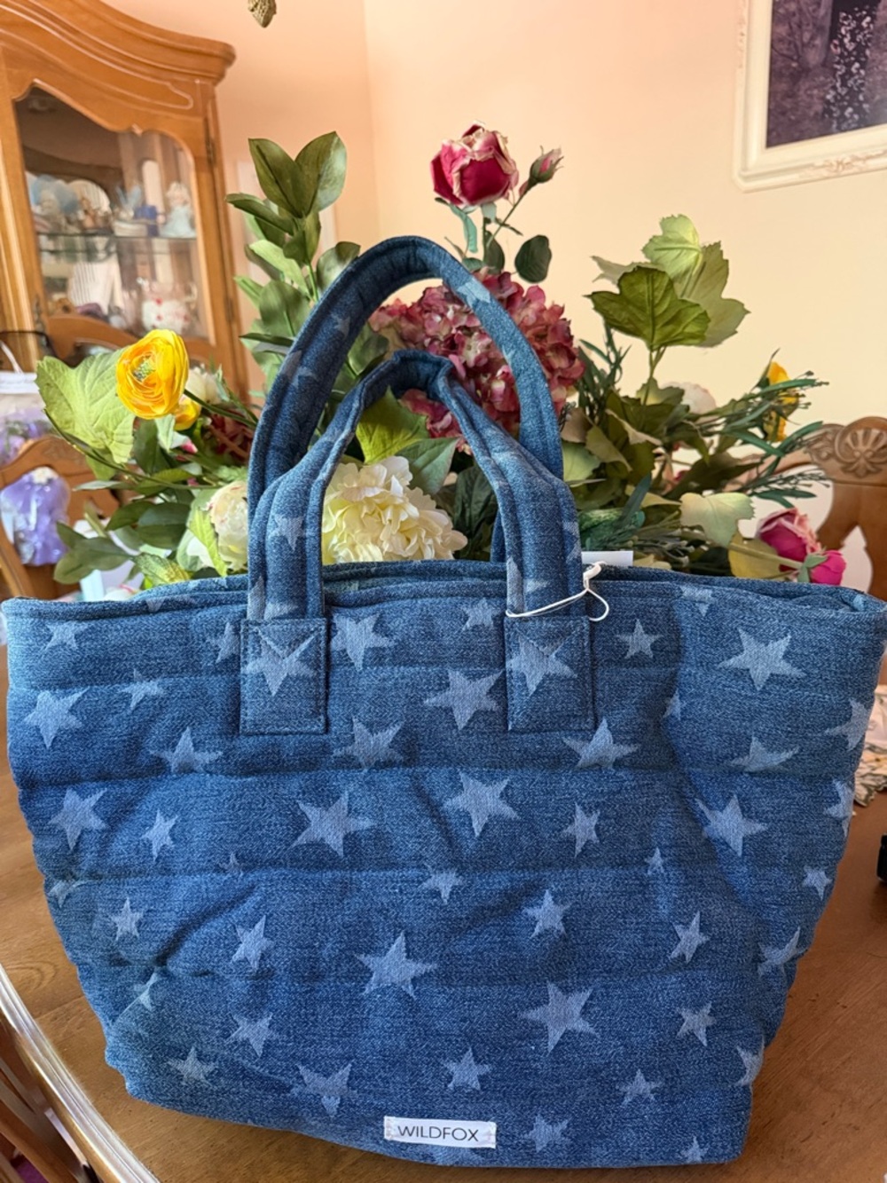 🌟 Wildfox Denim Navy Star Print Tote Bag 🌟 NWT 🌟